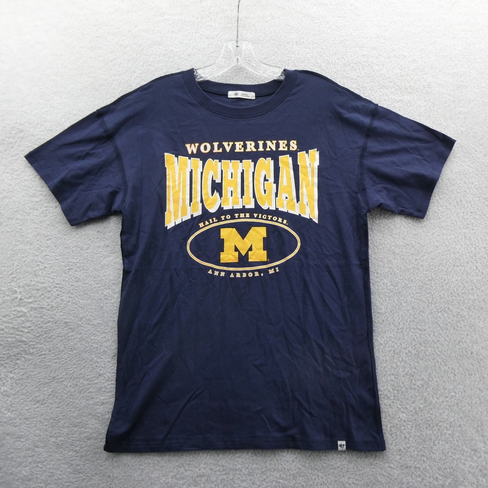 47 Brand Michigan Wolverines Shirt Women Small Navy Blue Relaxed Fit Cotton